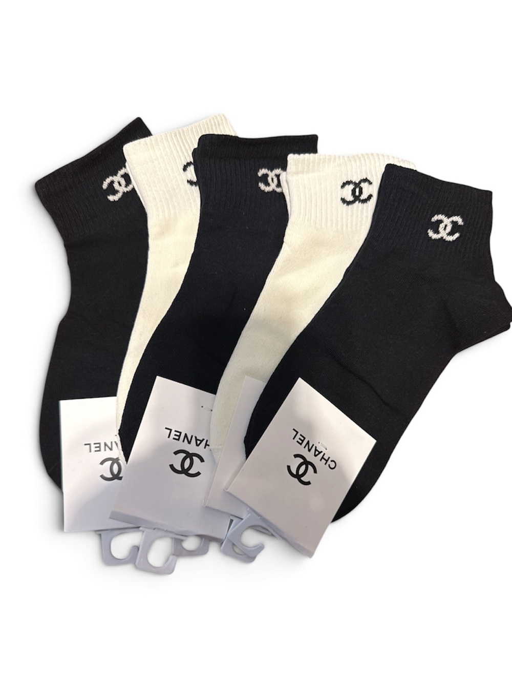 Black & Cream CC Ankle Sock Set - 5 Pairs
